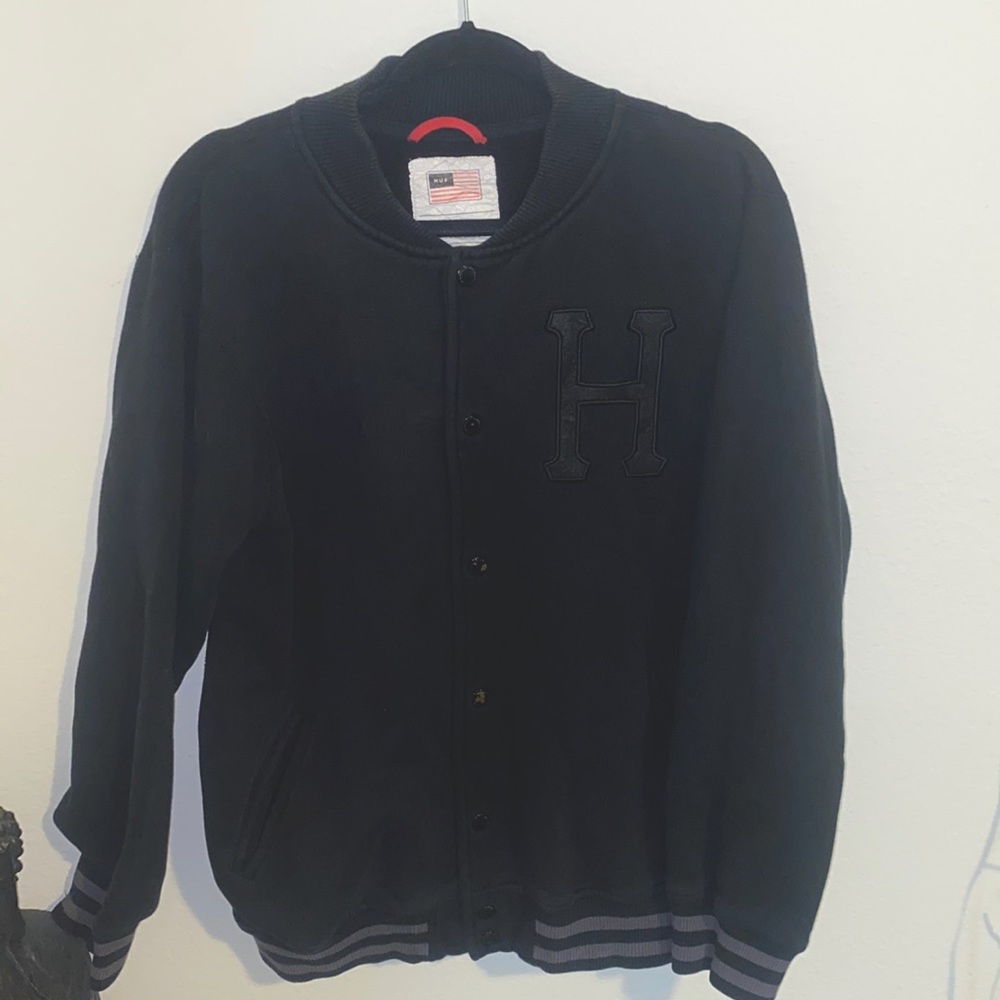 Huf - Black Letterman Sweater - Men’s Large
